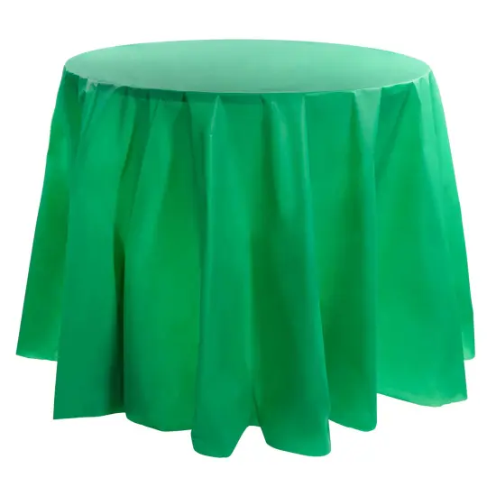Hunter Green Round Disposable Plastic Tablecloths - 84" (96 Tablecloths) {1}