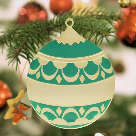 Gloria Duchin Green Enamel Ball Gold Metal Christmas Ornament {2}