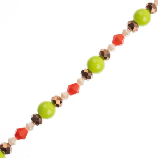 Crystal Lane DIY 7" Mixed Designer Glass Bead Mix Strand Green & Orange Mix {1}