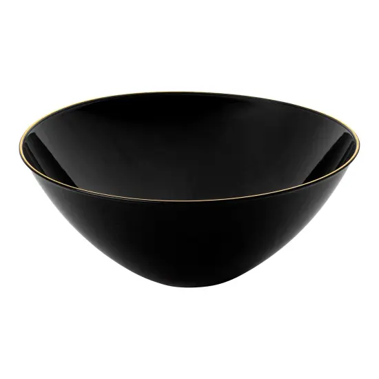 Black with Gold Rim Organic Round Disposable Plastic Bowls - 32 oz. (60 Bowls) {1}
