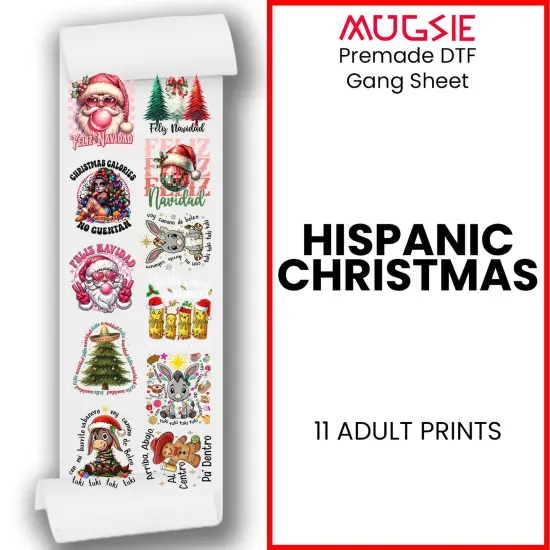 Hispanic Christmas - DTF Transfer 22x60 Direct-to-Film Gang Sheets Iron On Transfers - 11 Adult Prints {1}