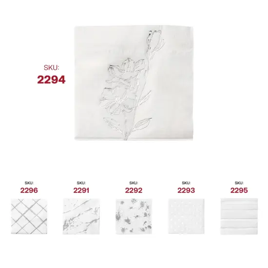 Durable White with Silver Antique Floral Paper Beverage/Cocktail Napkins (600 Napkins) {6}