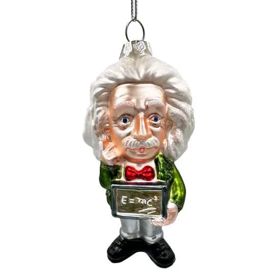 Albert Einstein Handcrafted Glass Ornament, Science and Physics Themed Christmas Gift {1}