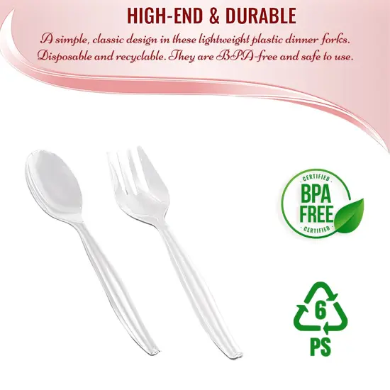 Clear Disposable Plastic Serving Flatware Set (150 Pairs) {6}