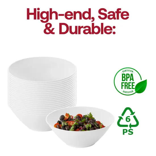Solid White Organic Round Disposable Plastic Dessert Bowls - 6 oz. (120 Bowls) {4}