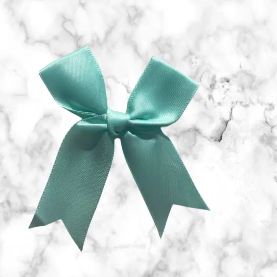 12 Ct Pastel Teal Bow Satin Ribbon {1}