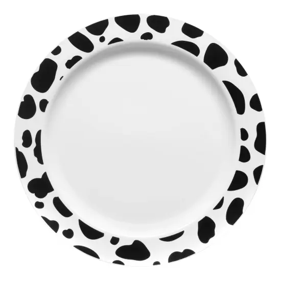 White with Black Dalmatian Spots Round Disposable Plastic Appetizer/Salad Plates - 7.5" (120 Plates) {2}