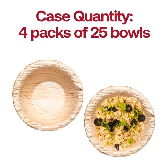 Round Palm Leaf Eco Friendly Mini Disposable Dip Bowls - 0.5 oz. (100 Bowls) {5}