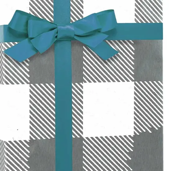 Plaid Christmas Wrapping Paper Silver Metal Lumberjack 24 ''x417 ' {4}