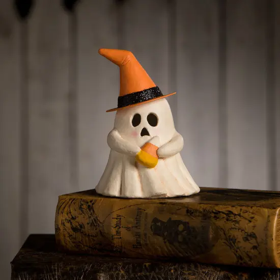 Witchy Ghost with Candy Corn Luminary 5.5" {3}