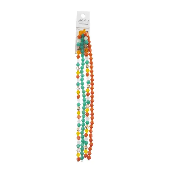Crystal Lane DIY 7" Designer Glass Bead Multiple Strands Teal & Orange Mix {3}