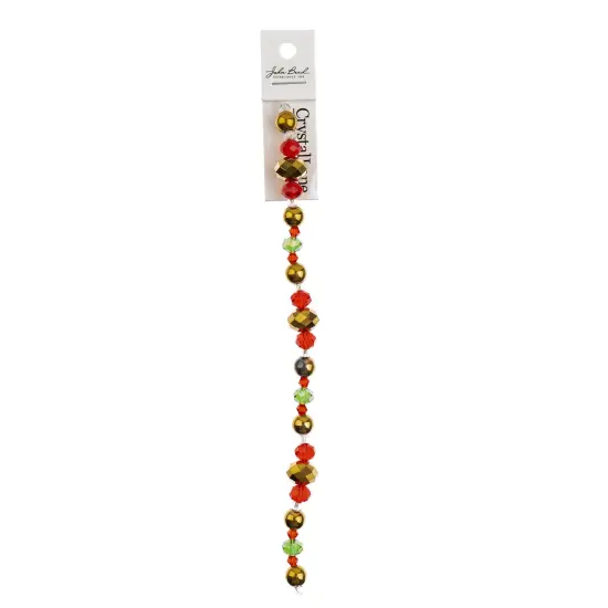 Crystal Lane DIY 7" Designer Holiday Red & Green Glass Bead Mix Strand Rondel / Green & Red {3}