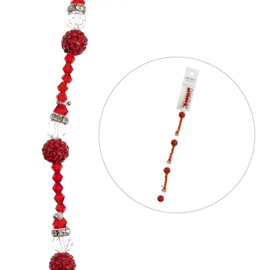 Crystal Lane DIY 7" Designer Holiday Glass Bead Mix Strand Red Sparkly Santa {4}