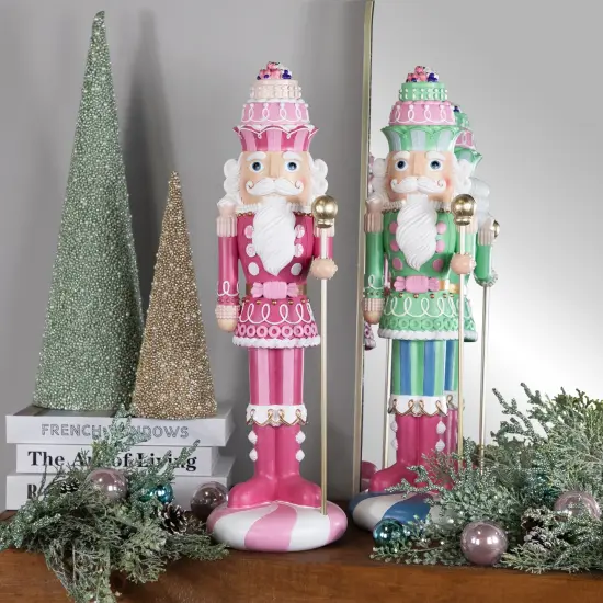 Northlight Pastel Candy Nutcracker King Christmas Figure - 21.5" - Pink {4}