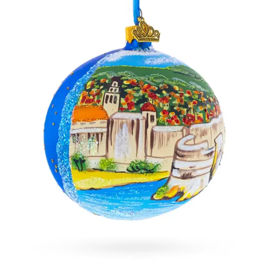 The Walls of Dubrovnik, Croatia Glass Ball Christmas Ornament 4 Inches {5}