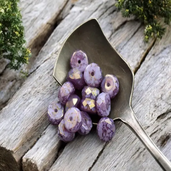 *15* 4x6mm Gold Lustered Thistle Fire Polished Rondelle Heishi Beads {2}