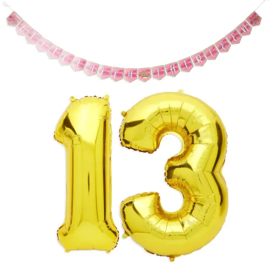 42 Piece Official Teenager Birthday Decorations for Girls 13th Birthday Party (Pink, White) {3}