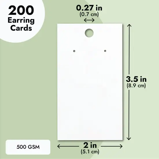White Earring Display Cards, 200-Pack Hanging Earring Cards for Selling, Packaging, Storage, 500 GSM Thick and Sturdy Paper Material, Jewelry Holders (3.5x2 in) {5}