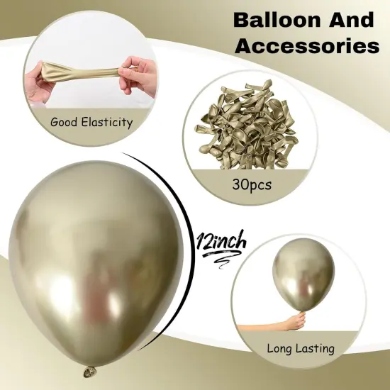30Pcs Champagne Gold Metallic Party Balloons Golden Helium Latex Balloon {2}