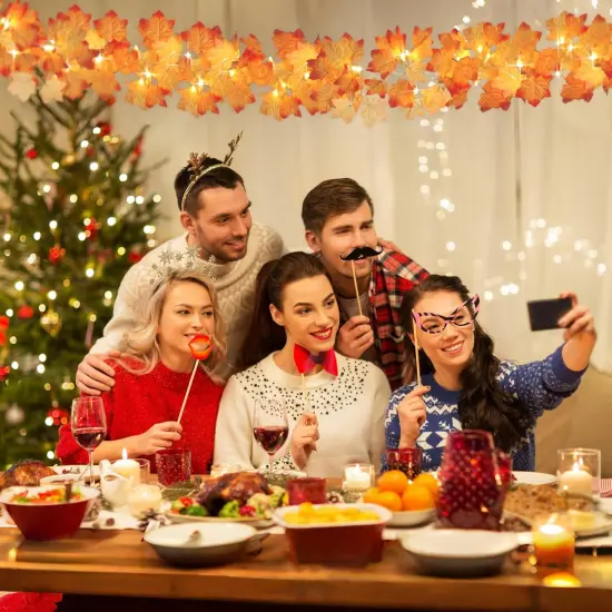 2 Pack Fall Garland With Lights - 11.8FT Indoor String Lights {2}