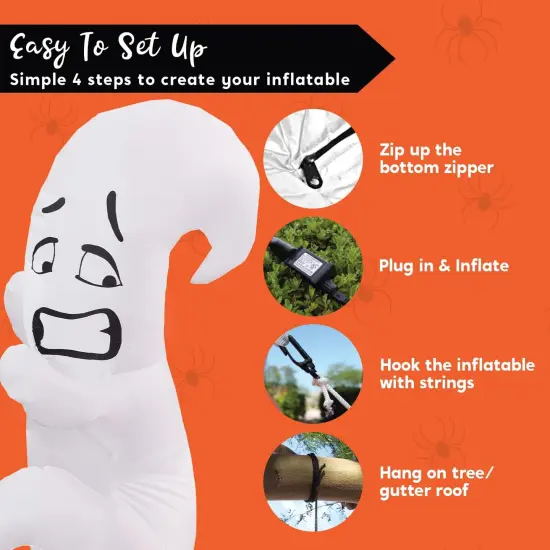 Halloween Inflatables Ghost Outdoor Decor, Blow Up Yard Decorations Hugging Tree {5}