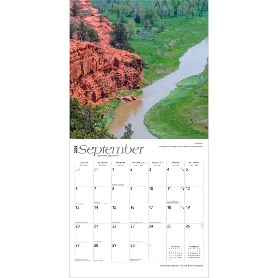 Wyoming National Parks & Monuments | 2026 12 x 24 Inch (Hanging) Monthly Square Wall Calendar | Plastic-Free {4}