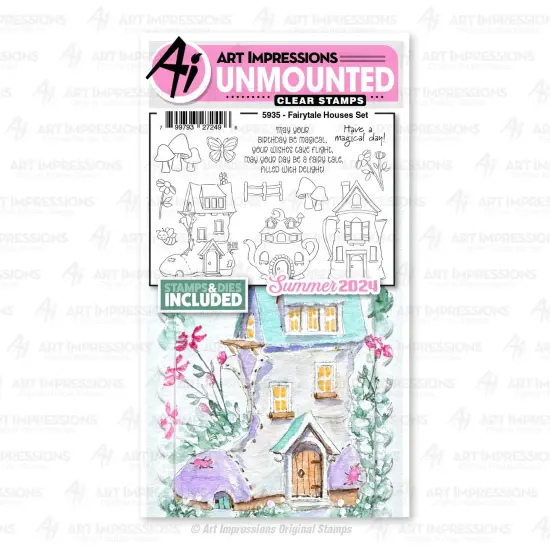 Art Impressions Watercolor Journals Stamp & Die Set-Fairytale Houses {1}