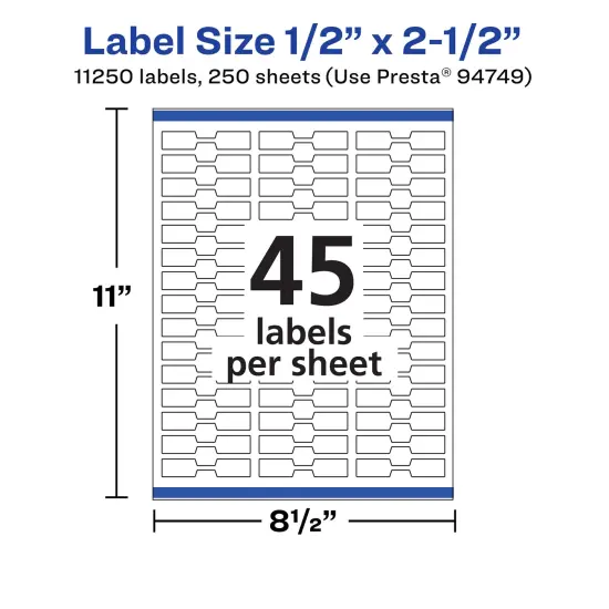 Avery Matte White Barbell Labels with Sure Feed, 1/2" x 2-1/2" {4}