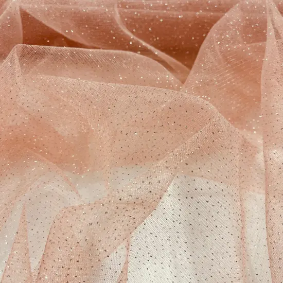 1 Yard Glitter Mesh Fabric 60" Width, 100% Polyester Sheer Sparkle for Dresses & Decor Rose Gold {1}