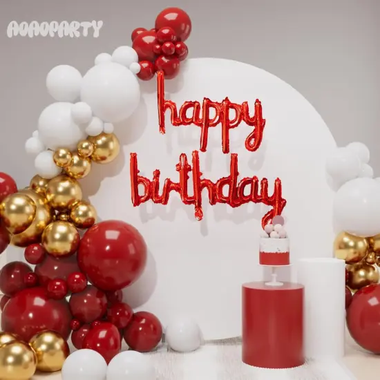 Red Happy Birthday Balloon Banner 16Inch Mylar Foil Happy Birthday Letters {3}