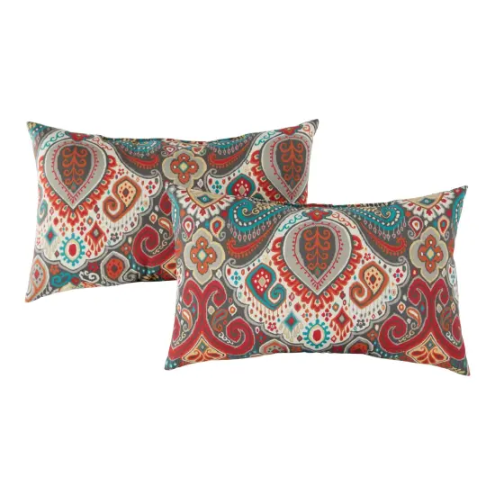 Outdoor 19 x 12 in. Rectangle Throw Pillow (2-Pack) Palm White {4}