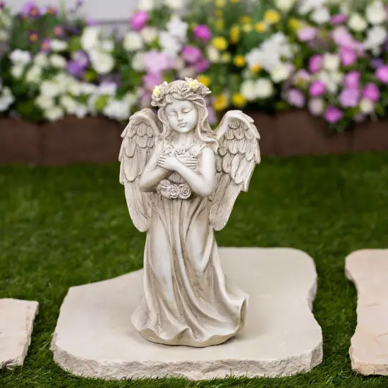 Northlight LED Lighted Standing Cherub Angel Statue - 12" Beige {1}