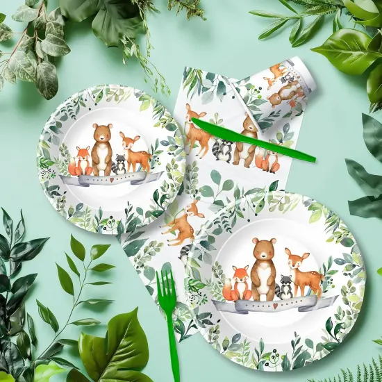Serve 24-Woodland Baby Shower Decorations Tableware Boy {4}