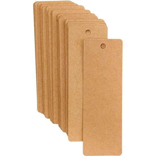 300 Pack Blank Bookmarks Bulk Kraft Paper with Hole for Craft, DIY & Gift Tags (6x2 in) {6}