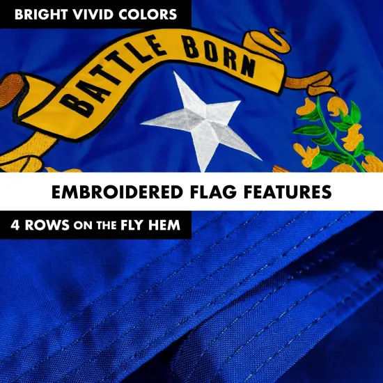 G128 - 6 Feet Tangle Free Spinning Flagpole (Silver) Nevada Double Sided Brass Grommets Embroidered 3x5 ft (Flag Included) Aluminum Flag Pole {5}