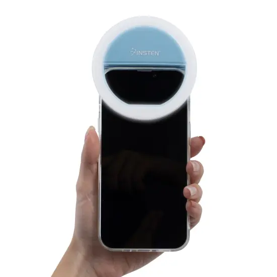 Insten 3" Mini LED Selfie Ring Light with Clip for Laptop Tablet Cell Phone Video, Dimmable, 36 Beads, Battery Powered, Blue {3}