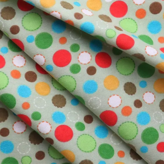 Mook Fabrics Multi Circle Flannel Fabric [43 in. Wide] - By The Yard Mint {2}