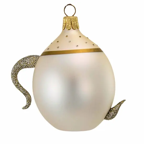 Golden Bell Collection 3.0 Inch Teacup With Flowers Christmas Tree Ornament , Christmas Decor Czech Republic Off-white {2}