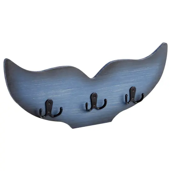 Whale Tail Wall Hook for Nursery, Nautical Ocean Wall Decor (Blue, 15.5 x 6.75 x 1 In) {1}
