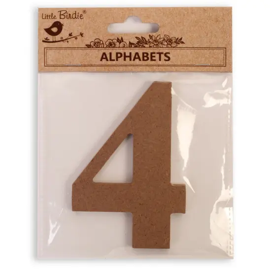 Little Birdie MDF Number 4" 1/Pkg-4 {1}