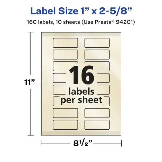 Avery Pearlized Ivory Rectangle Labels with Sure Feed Technology, Print-to-the-Edge, 1" x 2-5/8" {5}