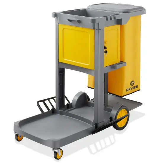 Dryser Commercial Janitorial Cleaning Cart on Wheels - Housekeeping Caddy with Key-Locking Cabinet {1}