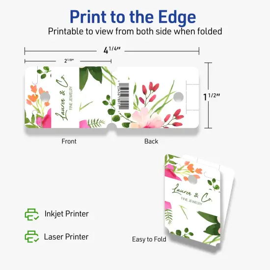 Avery Printable Rounded Rectangle Foldover Tags, Sure Feed Technology, 1-1/2" x 2-1/8", Matte White Cardstock, Print-to-The-Edge, Laser/Inkjet Printable, 80 Total {12}