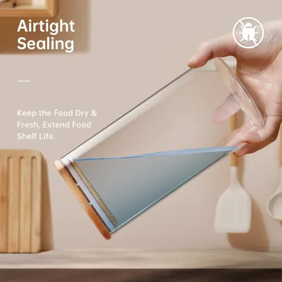 Extra Large Glass Flour and Sugar Storage Containers with Airtight Lids,132 floz x2 [Set of 2] Big Glass Jars with Bamboo Lids, Air Tight Food Storage Jars for Cereal, Pasta, Rice, Coffee {4}