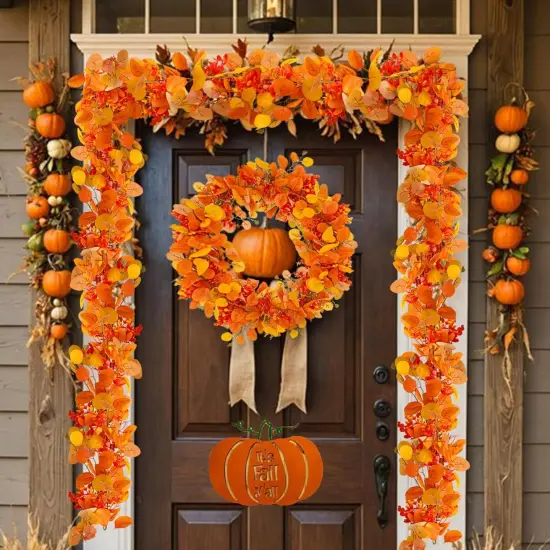 2 Packs Artificial Fall Garland with Eucalyptus Leaves {4}