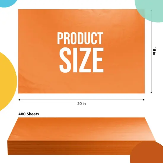 Tissue Paper for Gift Bags - 15" x 20"Bulk Tissue Paper Dark Blue 480 Sheets - 10lb Newsprint for Packing, Birthday Gift Box Filler, Packing Supplies for Moving SuppliesOrange {2}