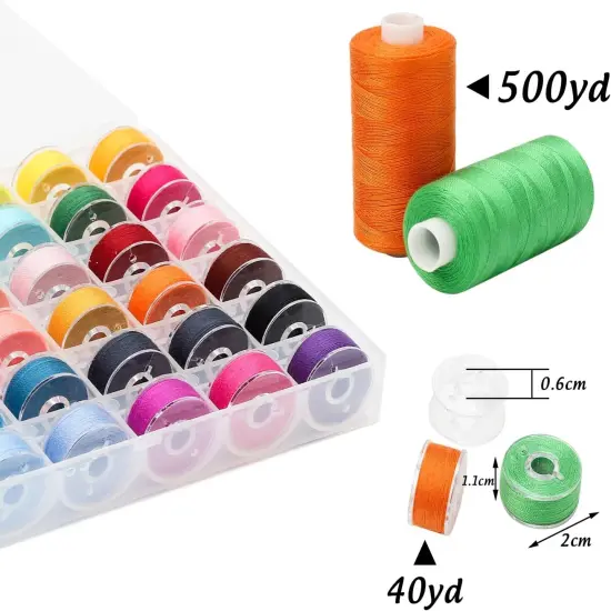 72Pcs Bobbins Sewing Threads Kit 36 Colors 500 Yards Sewing Polyester Thread Spools with 36Pcs Same Color Prewound Bobbins for Hand Sewing DIY Emergency Travel Sewing Machine Use {2}