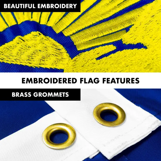 G128 - 6 Feet Tangle Free Spinning Flagpole (Silver) Oregon Double Sided Brass Grommets Embroidered 3x5 ft (Flag Included) Aluminum Flag Pole {4}