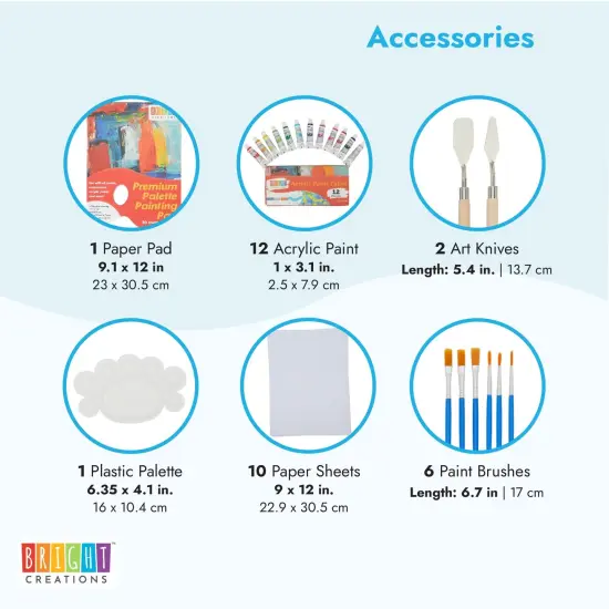 DIY Acrylic Paint Set with Palette Pad, Paints, Brushes, Art Knives (32 Pieces) {4}