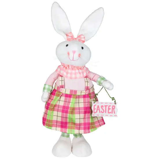 Northlight Bunny Rabbit Figurines with Easter Sign Spring Decorations - 19" - Pink and Green - Set of 2 {6}